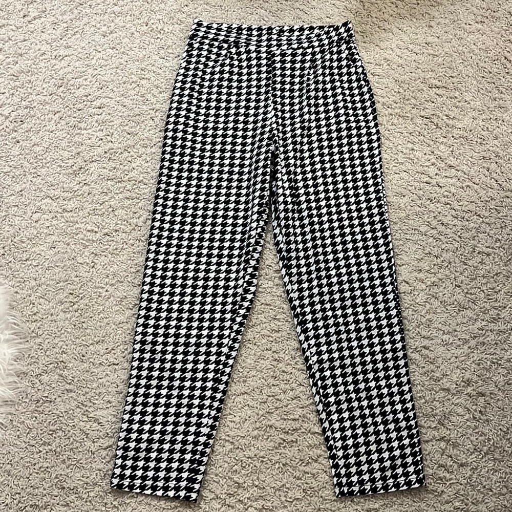 🆕 SHEIN Houndstooth Print Slant Pocket Tapered Pants Women’s Size Medium (US 6)